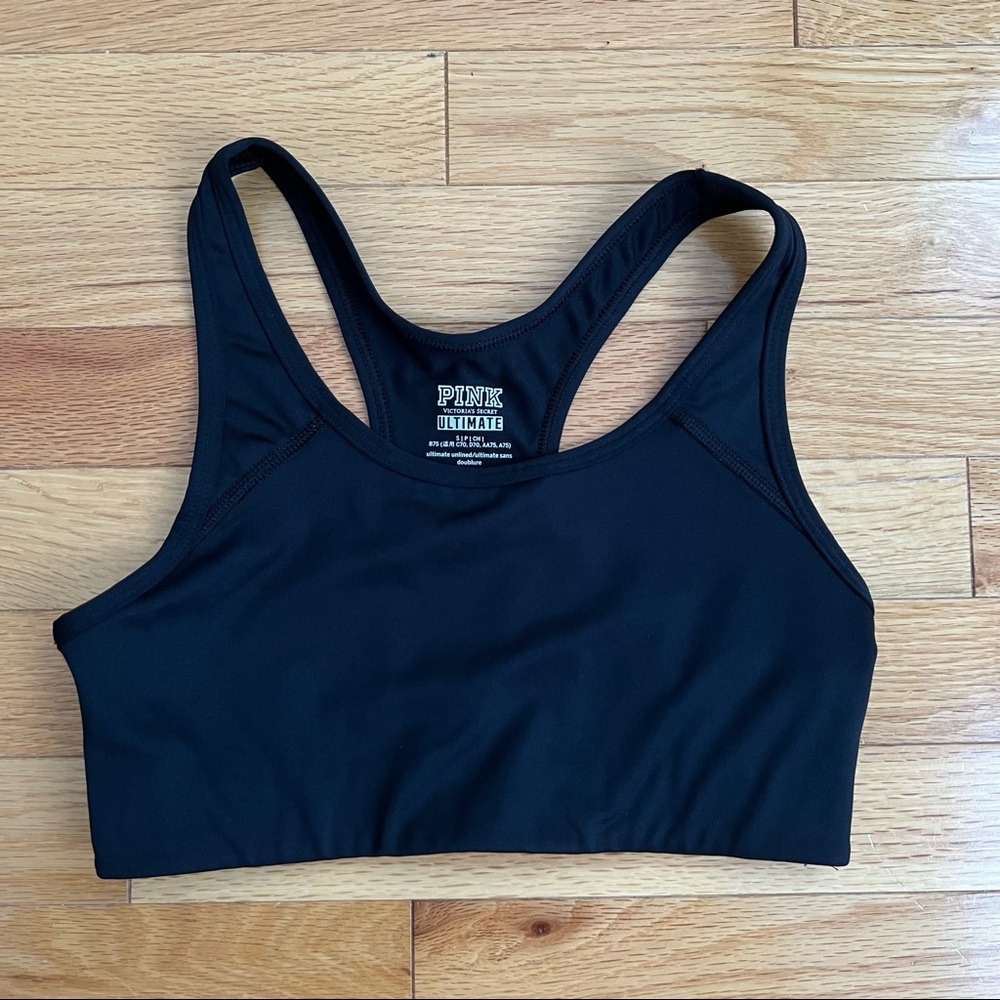 PINK Victoria’s Secret black racer back sports bra